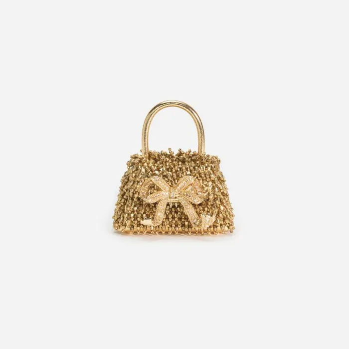Gold Crystal Embroidery Micro Bag Women Self Portrait Micro