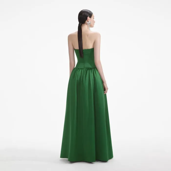 Green Satin Bandeau Maxi Dress Women Self Portrait Dresses Green Satin Bandeau Maxi Dress Women Self Portrait Dresses