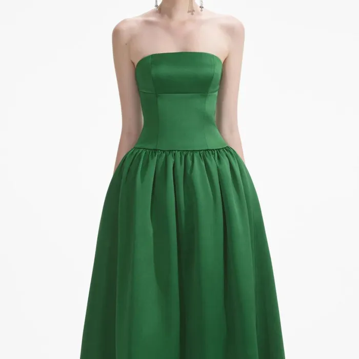 Green Satin Bandeau Maxi Dress Women Self Portrait Dresses Green Satin Bandeau Maxi Dress Women Self Portrait Dresses