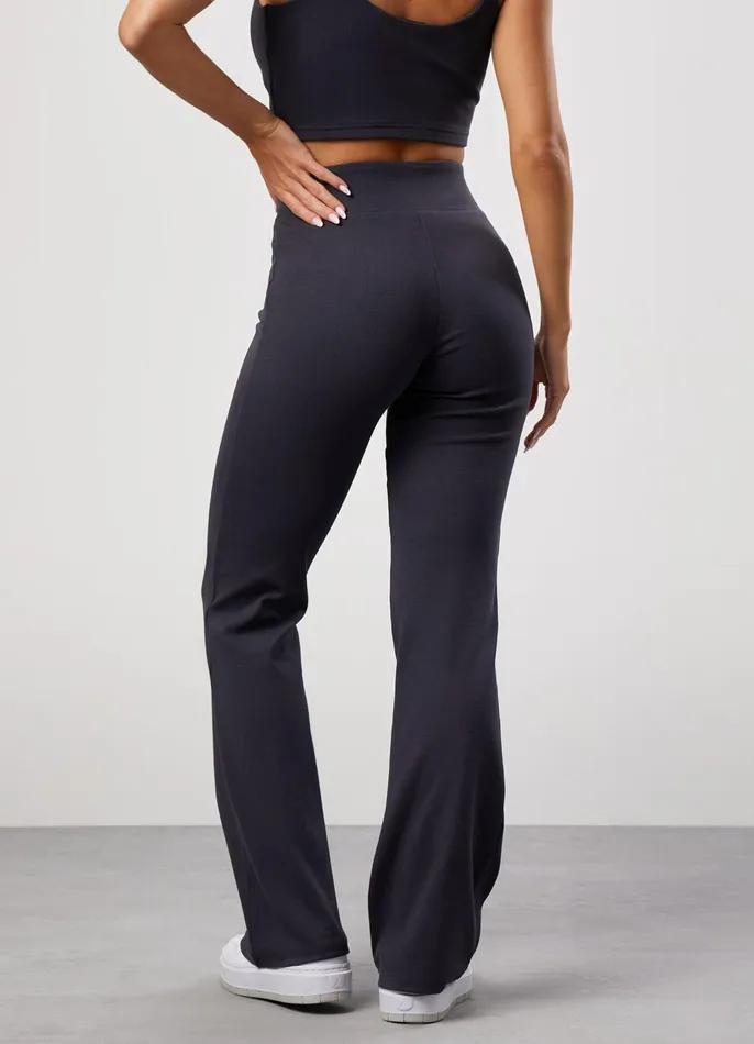 Gym King CoOrds Women 365 Rib Flared Legging 8211 Dark Pewter