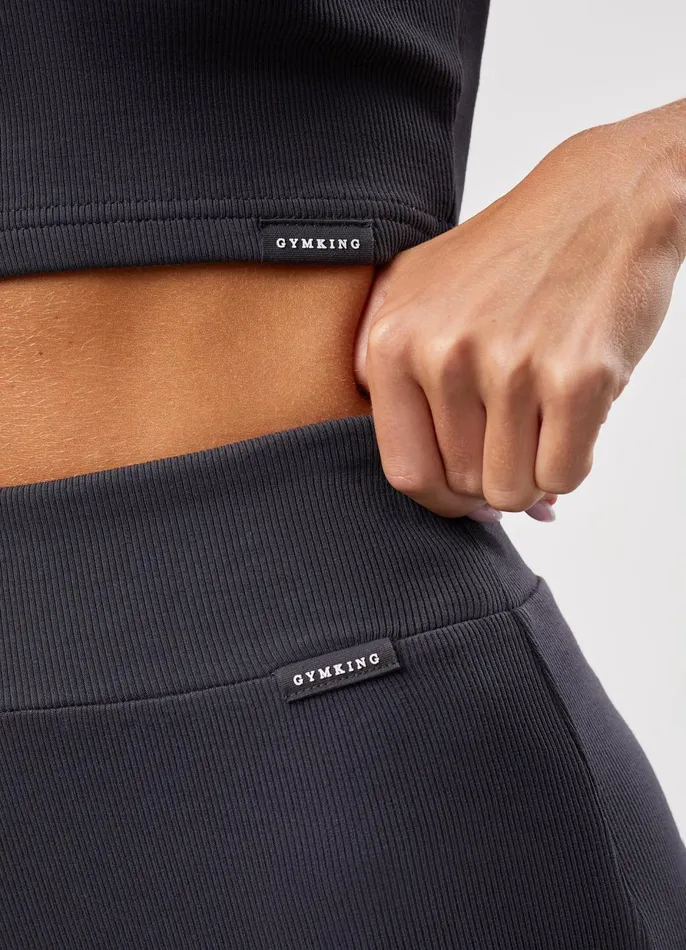 Gym King CoOrds Women 365 Rib Flared Legging 8211 Dark Pewter