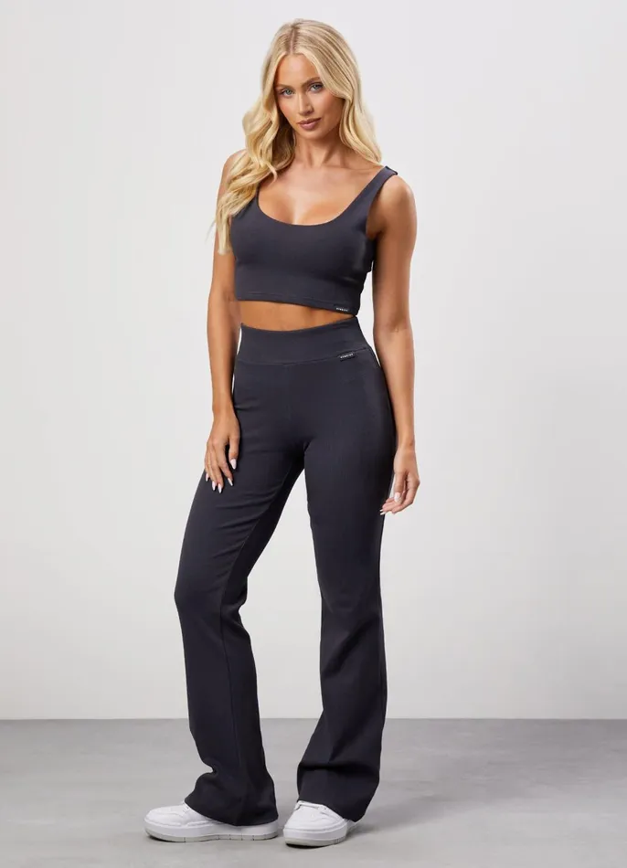 Gym King CoOrds Women 365 Rib Flared Legging 8211 Dark Pewter