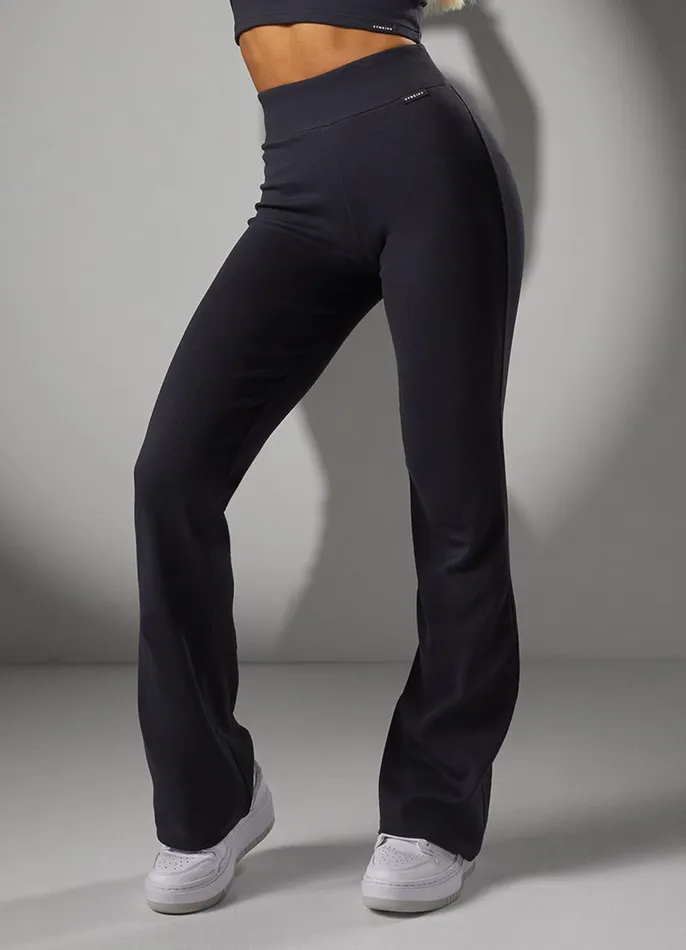 Gym King CoOrds Women 365 Rib Flared Legging 8211 Dark Pewter