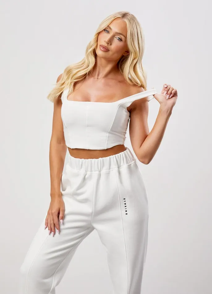 Gym King CoOrds Women GKW Seam Detail Corset Top 8211 Cream