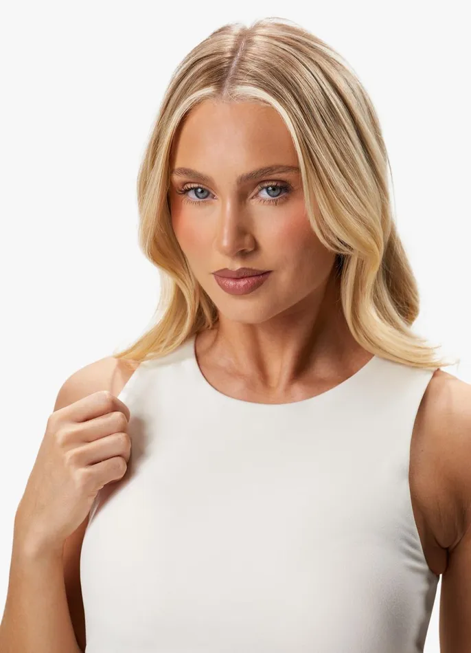 Gym King CoOrds Women Peach Luxe High Neck Tank 8211 Marshmallow Luxe
