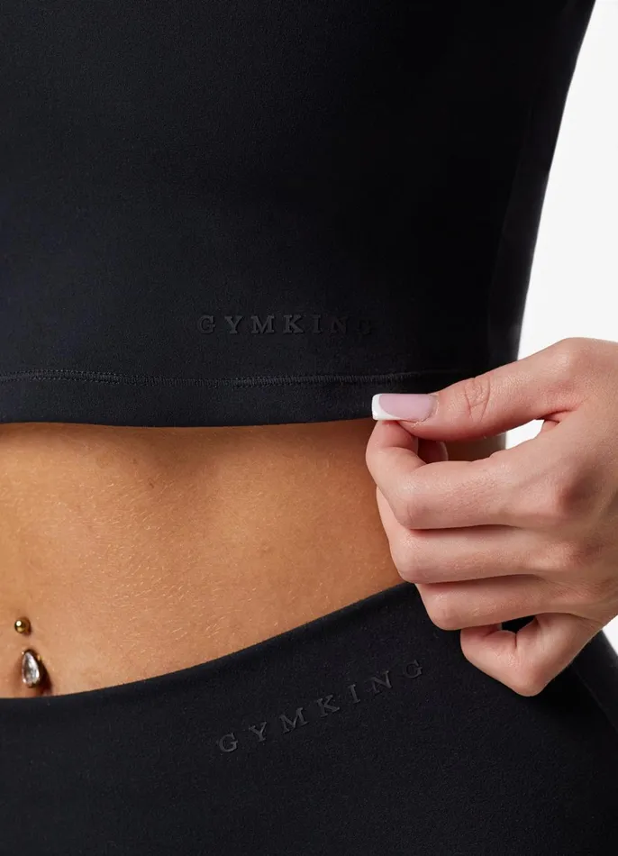 Gym King Gymwear Women Peach Luxe Long Sleeve Top 8211 Black Luxe