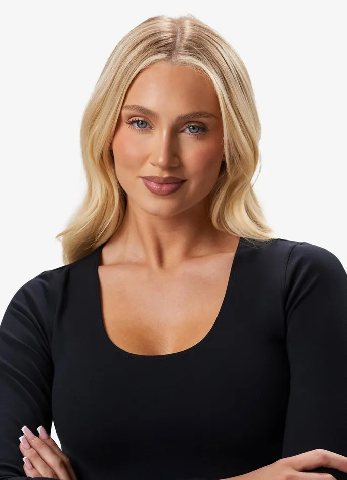 Gym King Gymwear Women Peach Luxe Long Sleeve Top 8211 Black Luxe