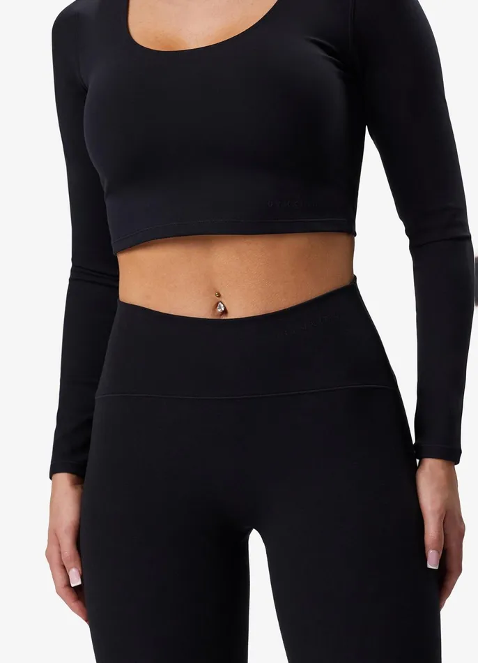 Gym King Gymwear Women Peach Luxe Long Sleeve Top 8211 Black Luxe