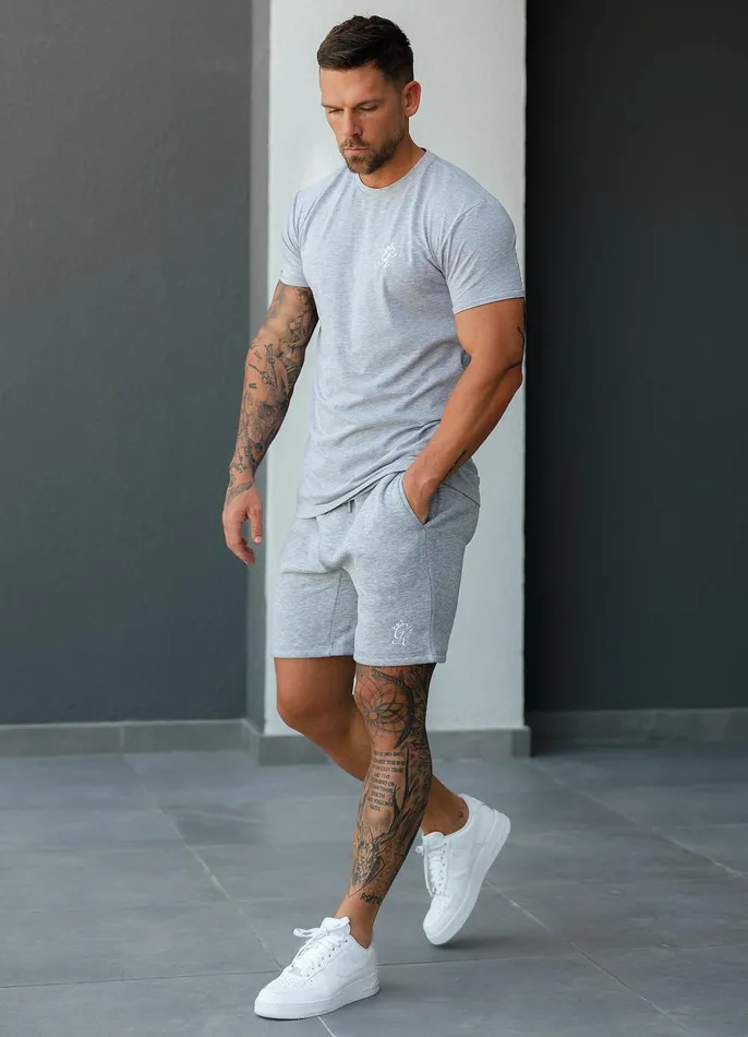 Gym King Shorts Men Fundamental Fleece Short 8211 Grey Marl