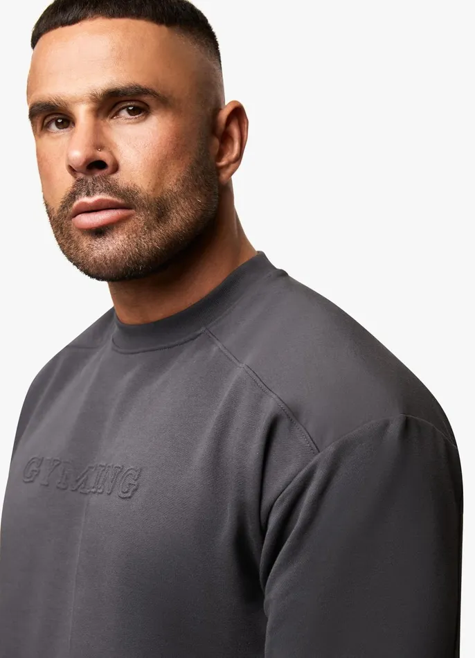 Gym King Sweatshirts and Hoodies Men Eclipse Embossed Sweatshirt 8211 Pewter