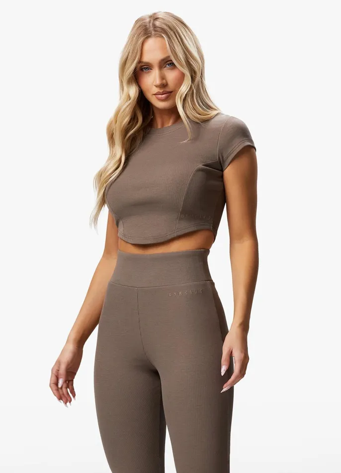 Gym King Tops and TShirts Women Refresh Contoured Rib Top 8211 Deep Mink