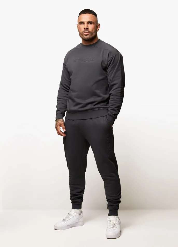 Gym King Tracksuit Bottoms Men Eclipse Embossed Jogger 8211 Pewter