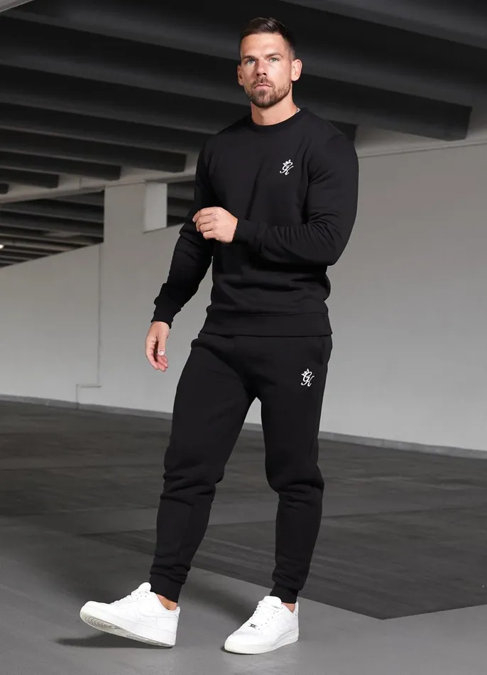 Gym King Tracksuits Men Fundamental Crew Tracksuit 8211 Black