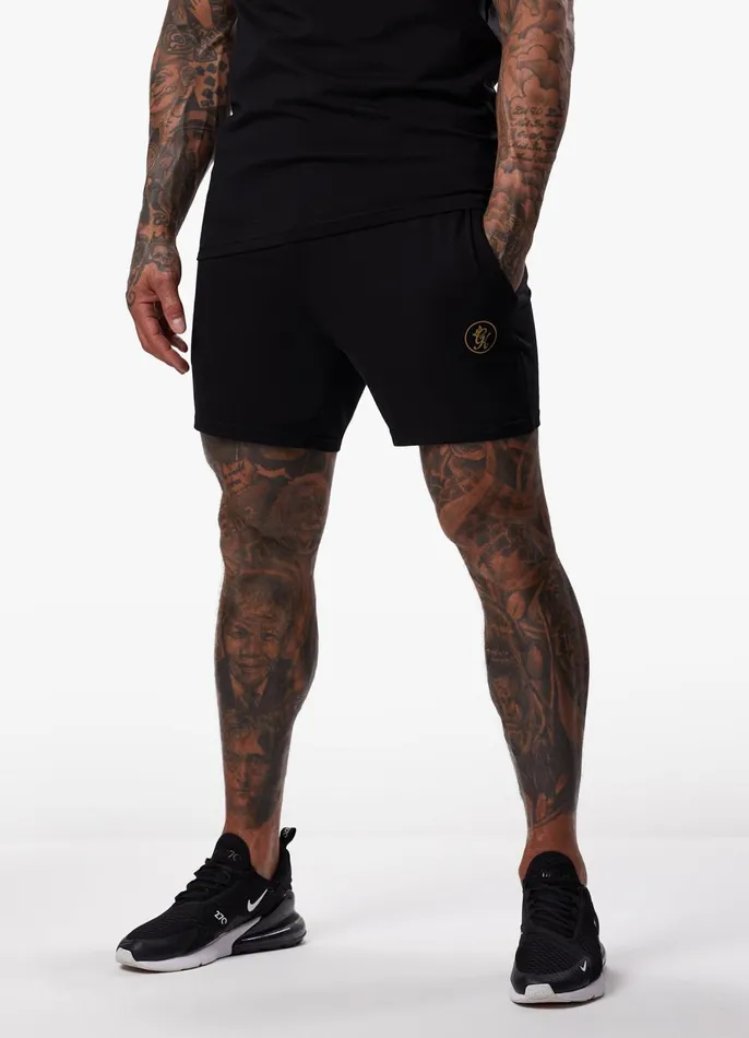 Gym King Twin Sets Men Pro Logo Jersey Short 8211 BlackGold