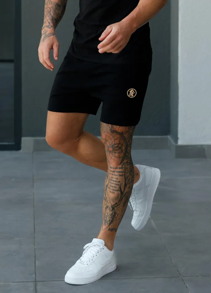 Gym King Twin Sets Men Pro Logo Jersey Short 8211 BlackGold