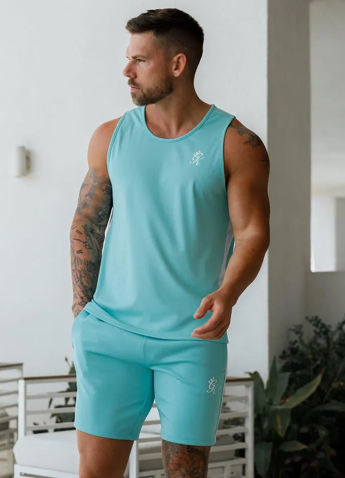 Gym King Vests Men Core Plus Poly Vest 8211 Aqua Blue