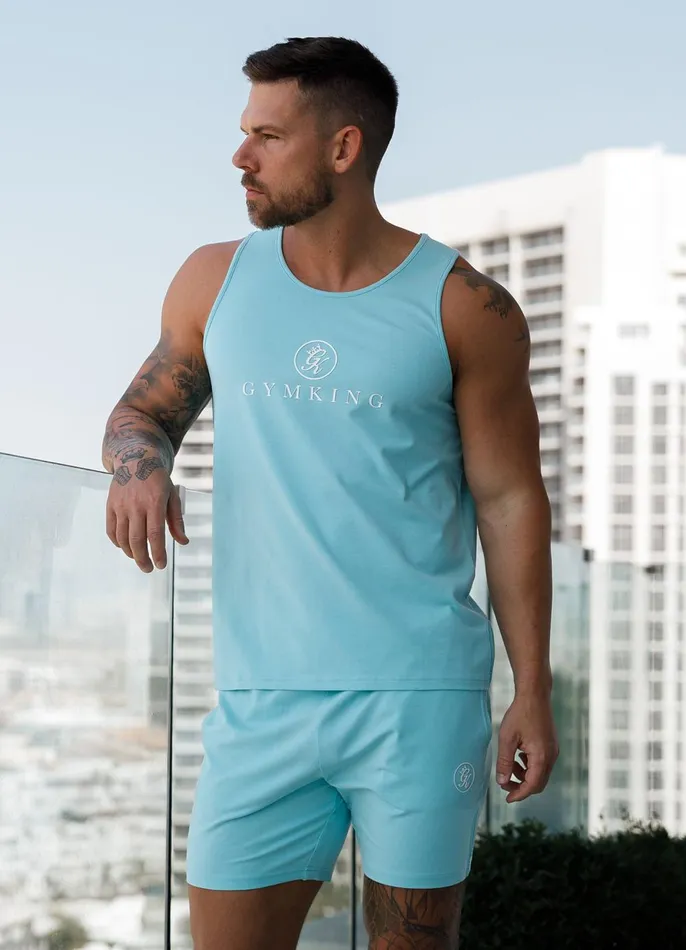Gym King Vests Men Pro Jersey Vest 8211 Aqua Blue