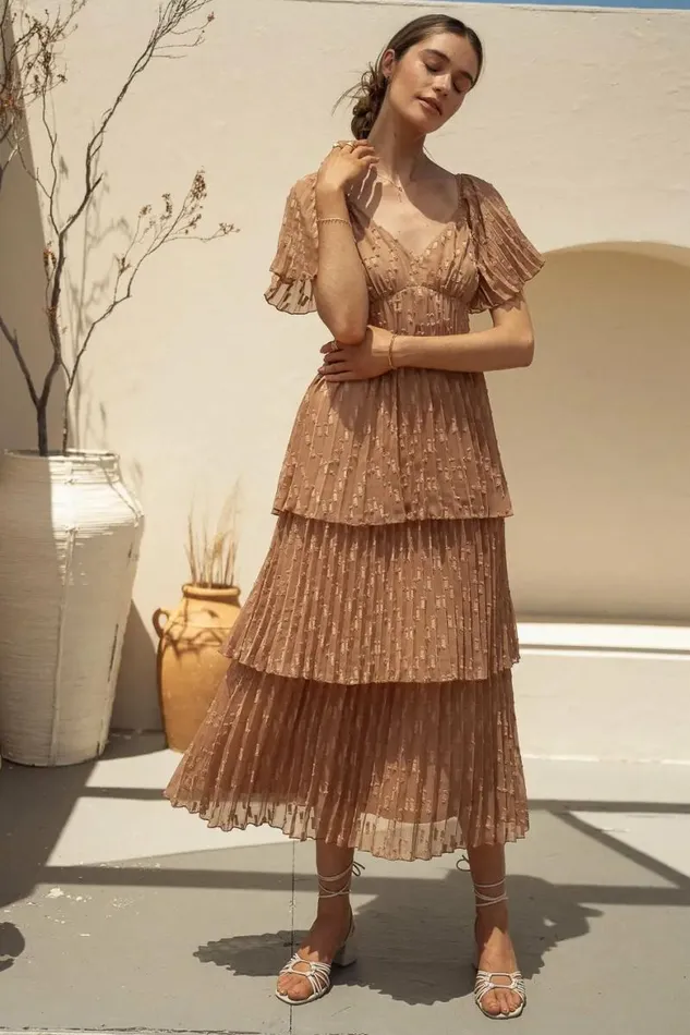 Hallie Midi Dress In Camel Camel Women Bohme Dresses