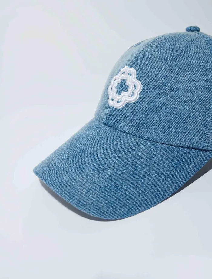Hats Women Maje Denim Cap With Clover Logo Blue