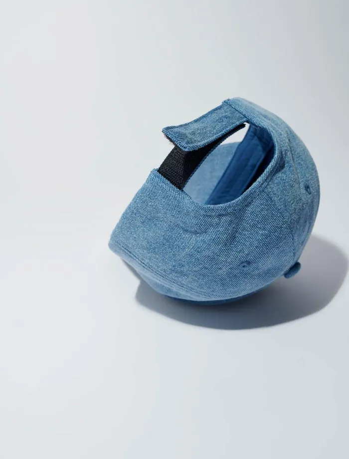Hats Women Maje Denim Cap With Clover Logo Blue