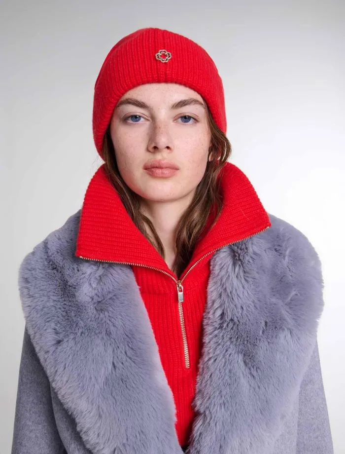 Hats Women Maje Wool And Cashmere Hat Red