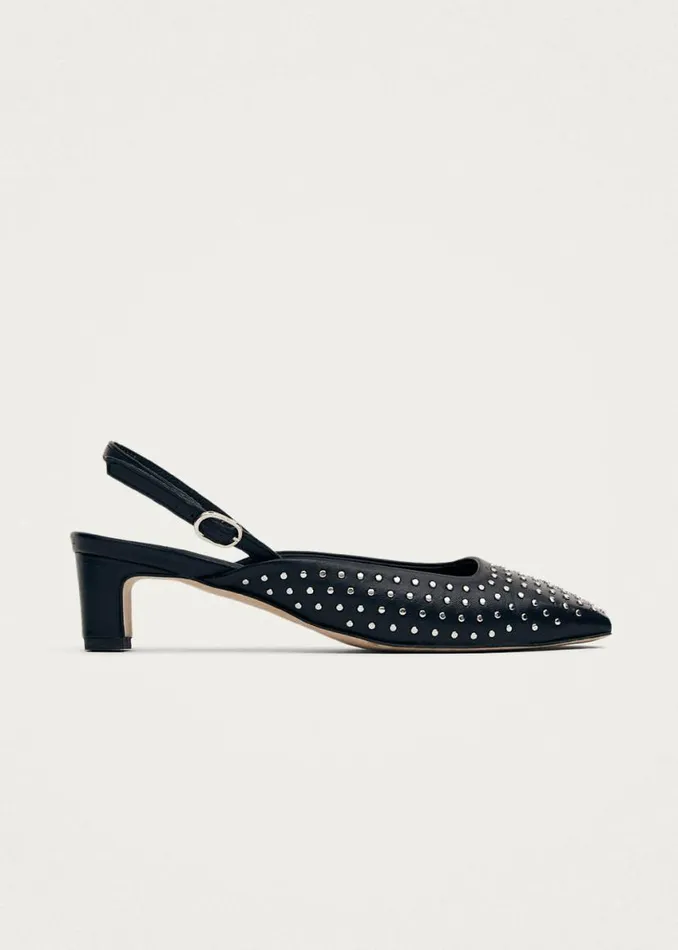 Heels Women ALOHAS Lindy Studs Black Leather Pumps