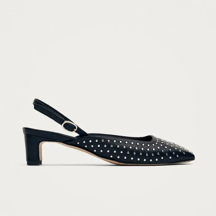 Heels Women ALOHAS Lindy Studs Black Leather Pumps