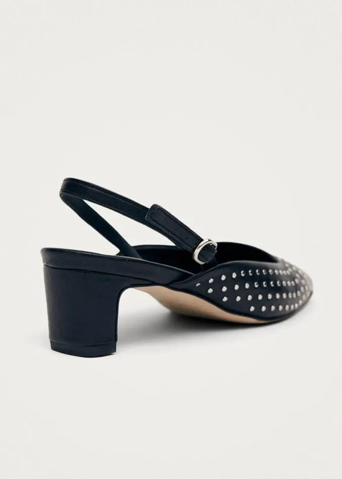 Heels Women ALOHAS Lindy Studs Black Leather Pumps