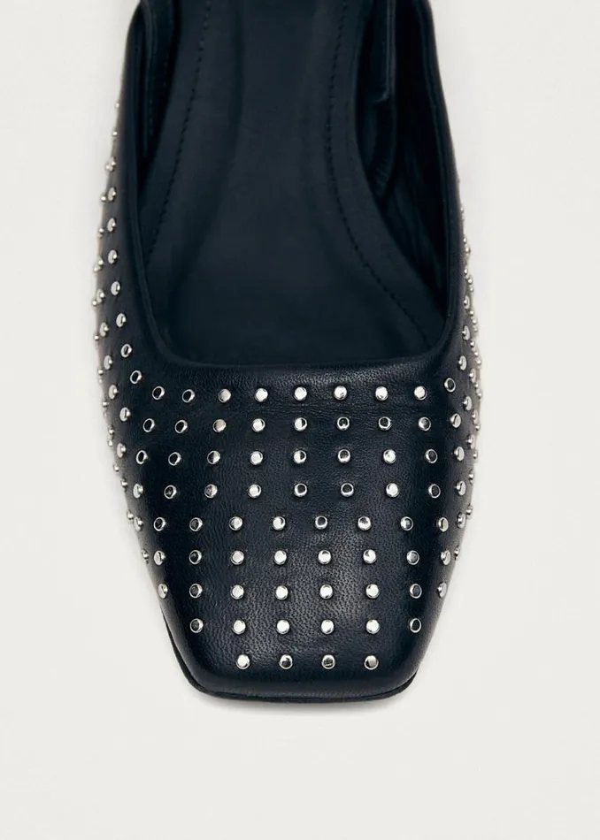 Heels Women ALOHAS Lindy Studs Black Leather Pumps