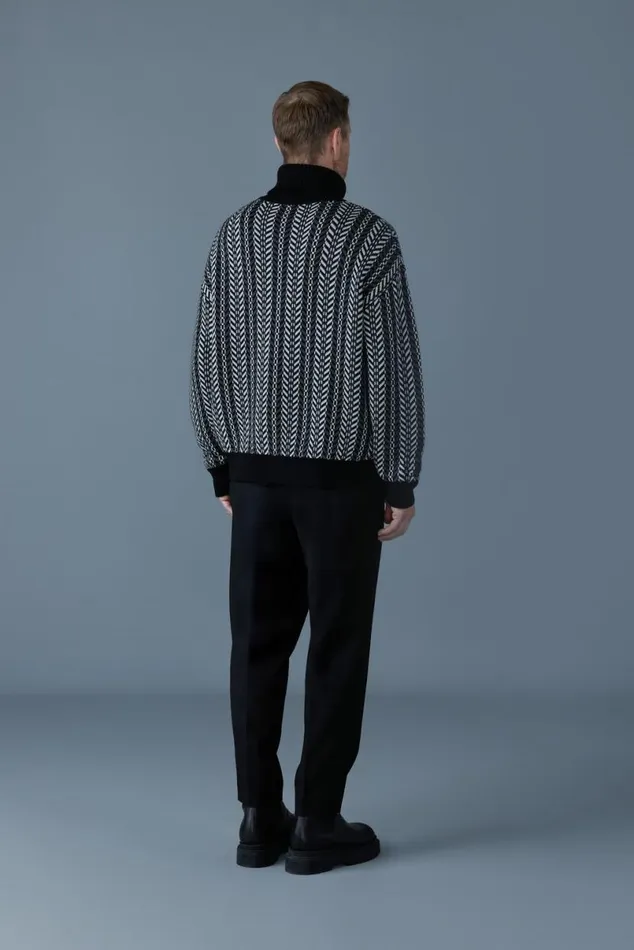 Hoodies and Tops Men Mackage ASTORCK Jacquard Chainknit Wool Sweater Carbon Hoodies and Tops Men Mackage ASTORCK Jacquard Chainknit Wool Sweater Carbon