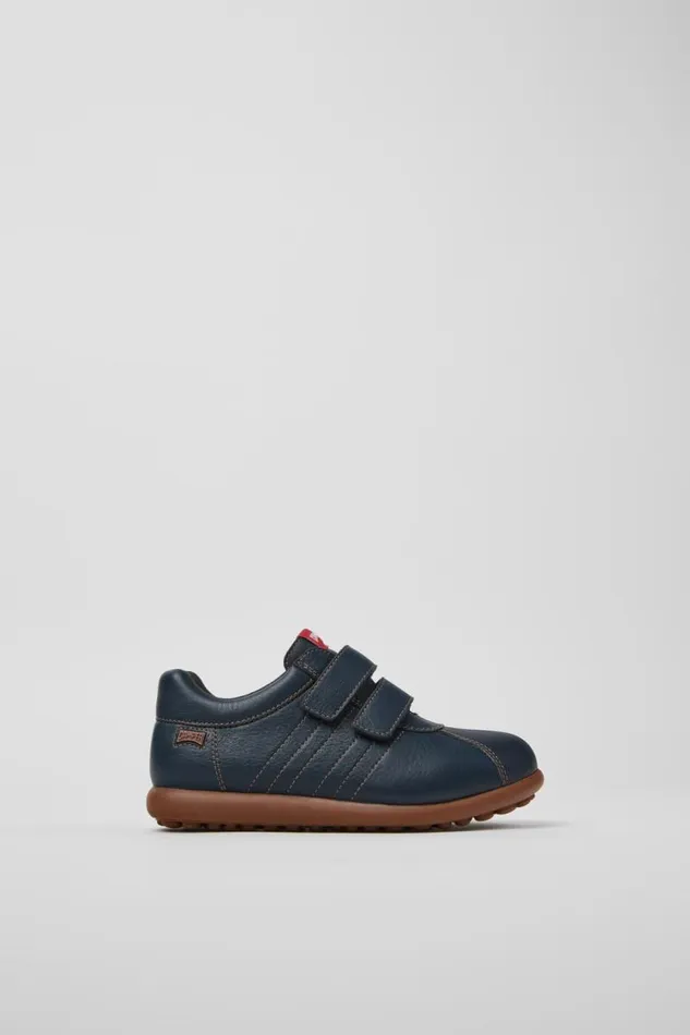 Hook And Loop Kids Camper Pelotas Navy Blue Leather And Textile Shoes Hook And Loop Kids Camper Pelotas Navy Blue Leather And Textile Shoes