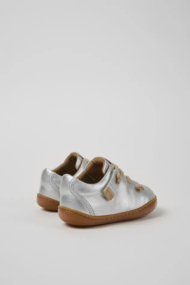 Hook And Loop Kids Camper Peu Silver Leather Kids039 Shoes