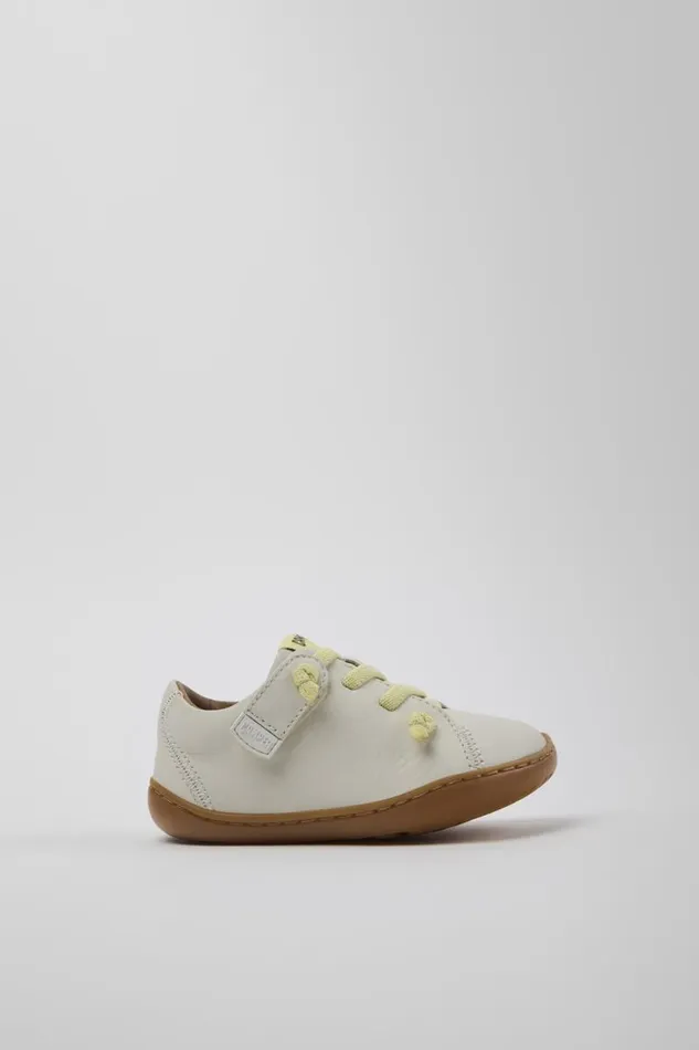 Hook And Loop Kids Camper Peu White Leather Shoes Hook And Loop Kids Camper Peu White Leather Shoes