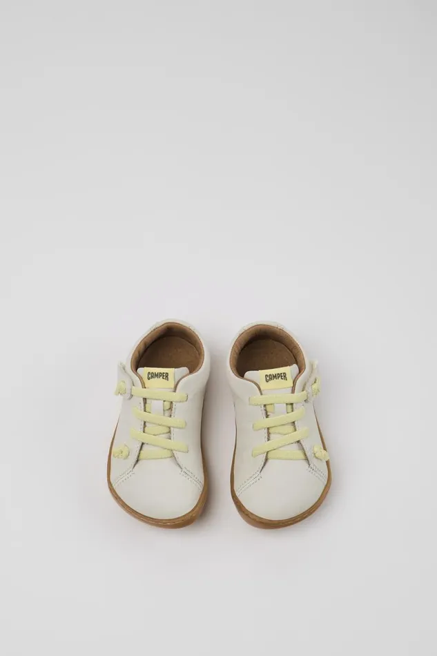 Hook And Loop Kids Camper Peu White Leather Shoes Hook And Loop Kids Camper Peu White Leather Shoes