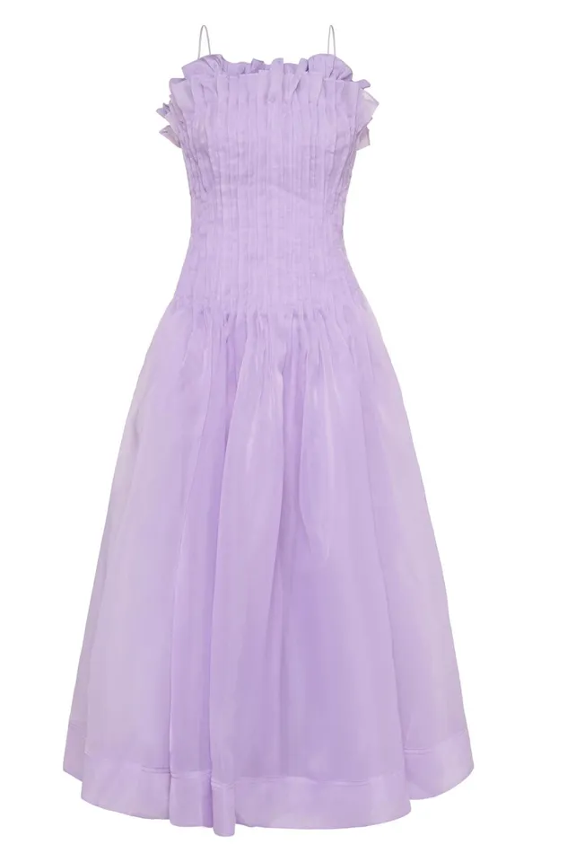 Horizon Pintucked Midi Dress Lilac Women Aje Midi Dresses
