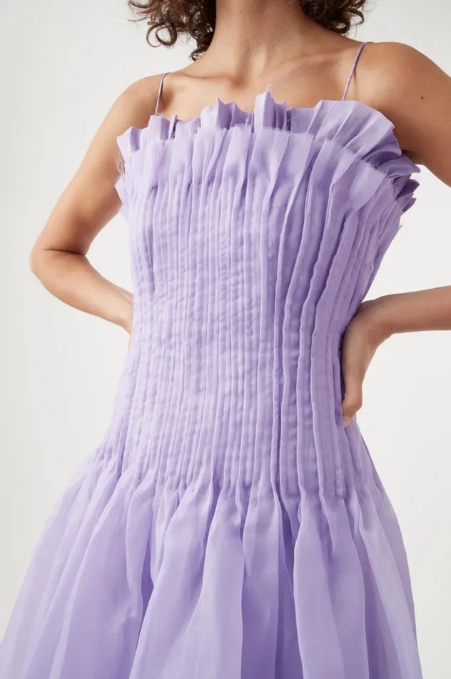 Horizon Pintucked Midi Dress Lilac Women Aje Midi Dresses