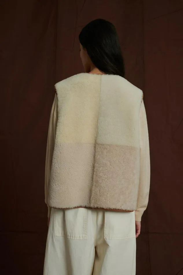 Jackets and Coats Women Soeur VINH REVERSIBLE SLEEVELESS WAISTCOAT Offwhitebeige