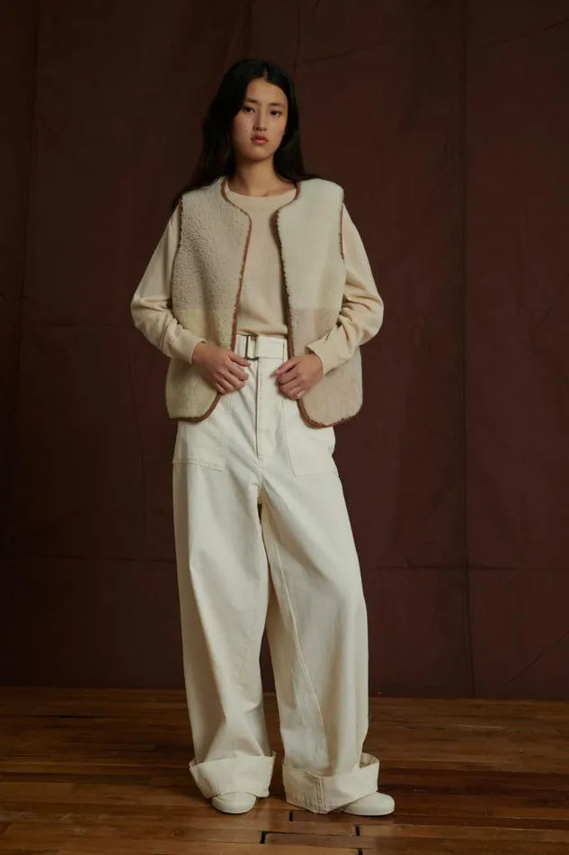 Jackets and Coats Women Soeur VINH REVERSIBLE SLEEVELESS WAISTCOAT Offwhitebeige