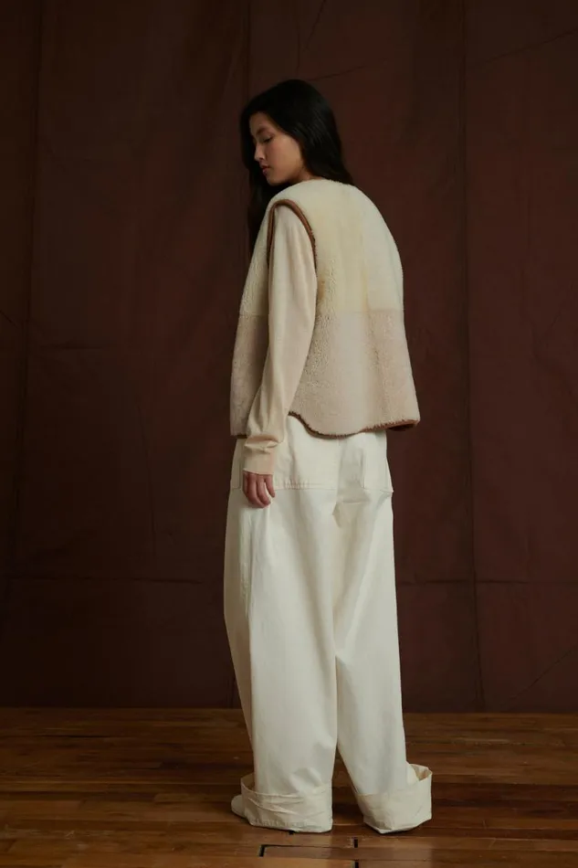 Jackets and Coats Women Soeur VINH REVERSIBLE SLEEVELESS WAISTCOAT Offwhitebeige