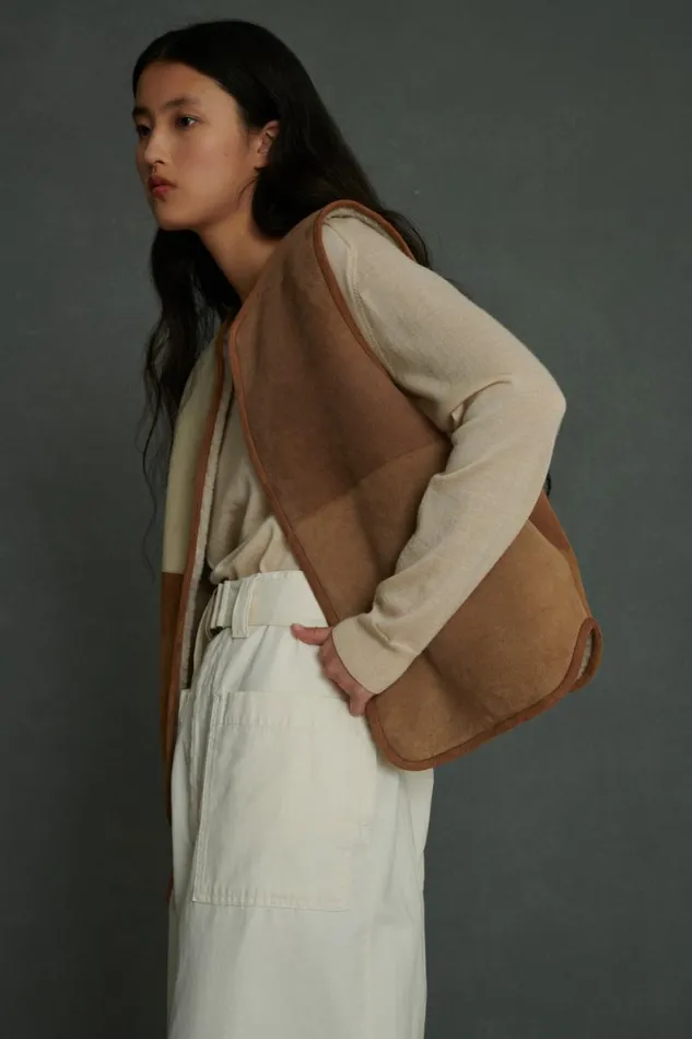 Jackets and Coats Women Soeur VINH REVERSIBLE SLEEVELESS WAISTCOAT Offwhitebeige