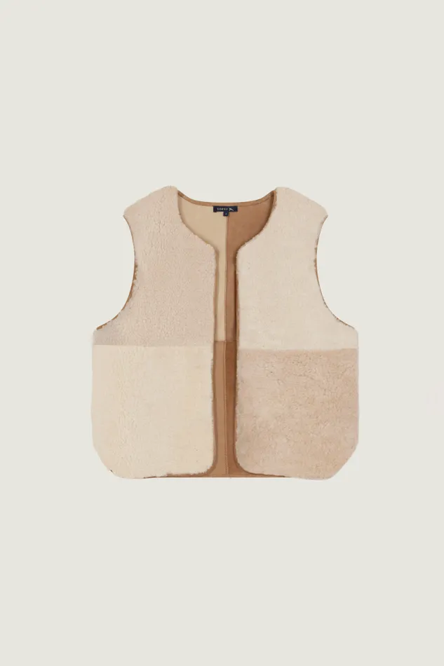Jackets and Coats Women Soeur VINH REVERSIBLE SLEEVELESS WAISTCOAT Offwhitebeige