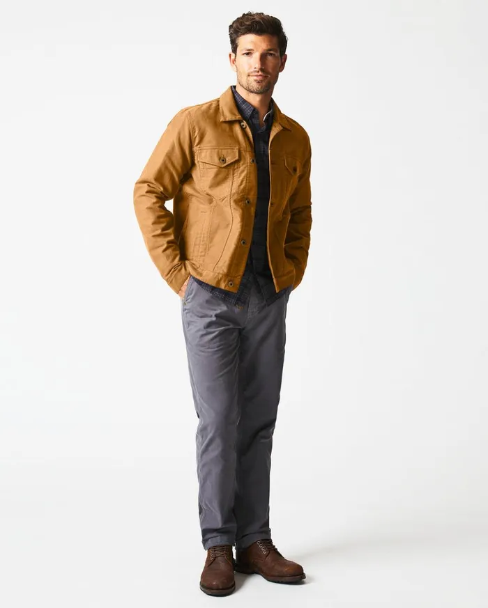 Jackets and Outerwear Men Billy Reid Moleskin Tupelo Trucker Jacket Tobacco