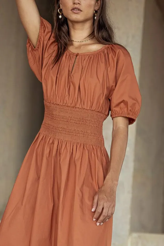 Jaxie Midi Dress In Rust Rust Women Bohme Dresses