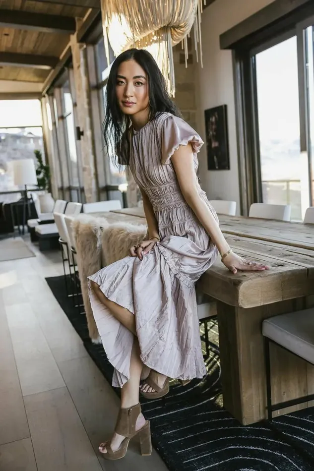 Julianne Pleated Dress In Mauve Mauve Women Bohme Dresses