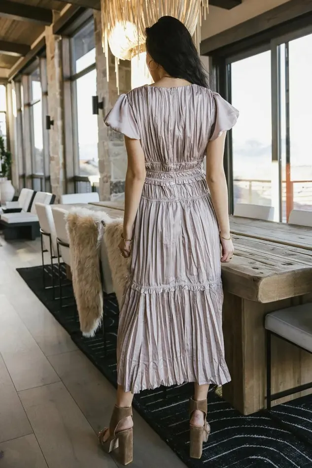 Julianne Pleated Dress In Mauve Mauve Women Bohme Dresses