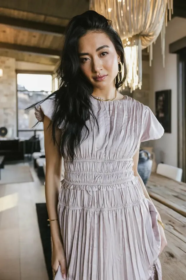 Julianne Pleated Dress In Mauve Mauve Women Bohme Dresses