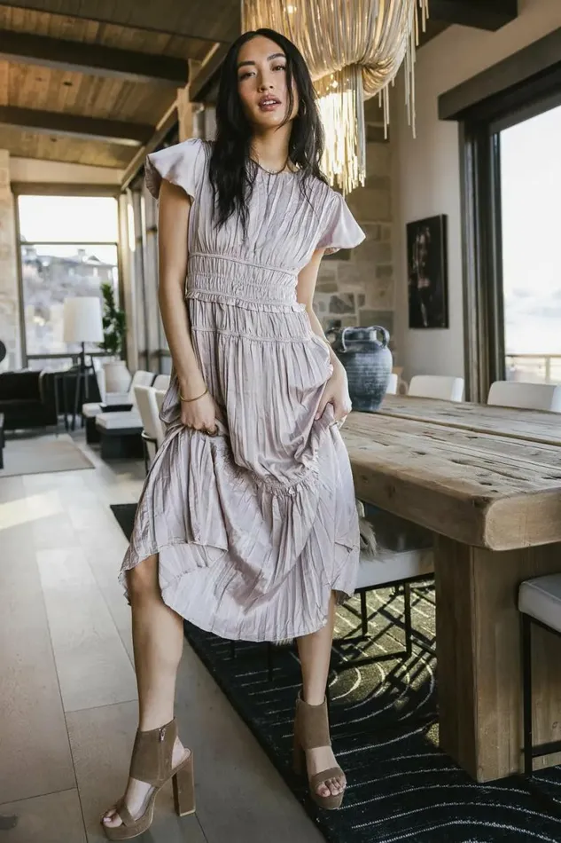 Julianne Pleated Dress In Mauve Mauve Women Bohme Dresses