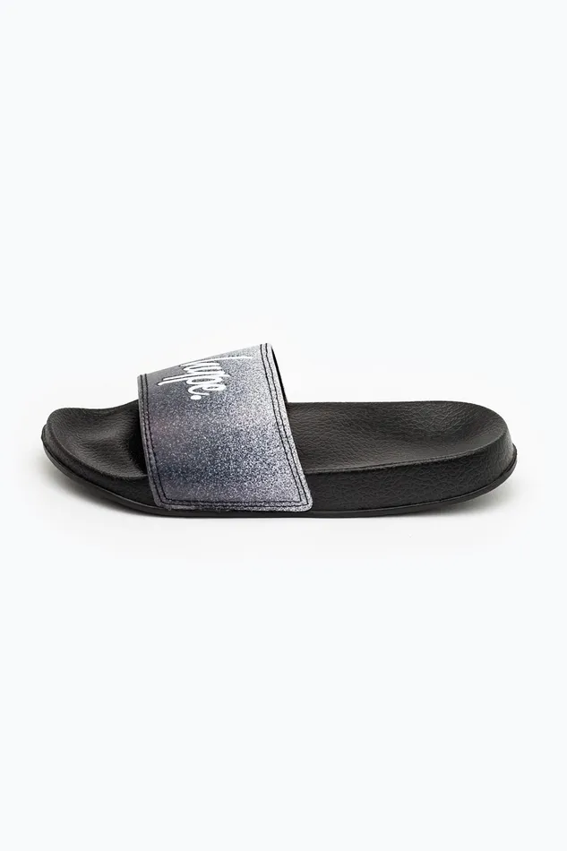 Just Hype Footwear Hype Black Speckle Fade Kids Unisex Sliders