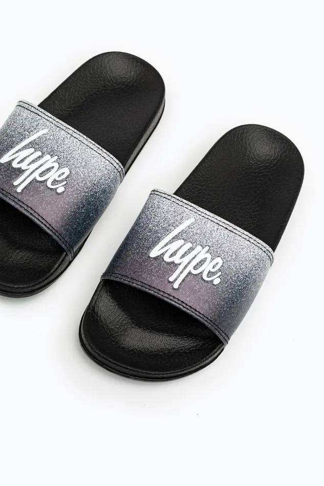 Just Hype Footwear Hype Black Speckle Fade Kids Unisex Sliders