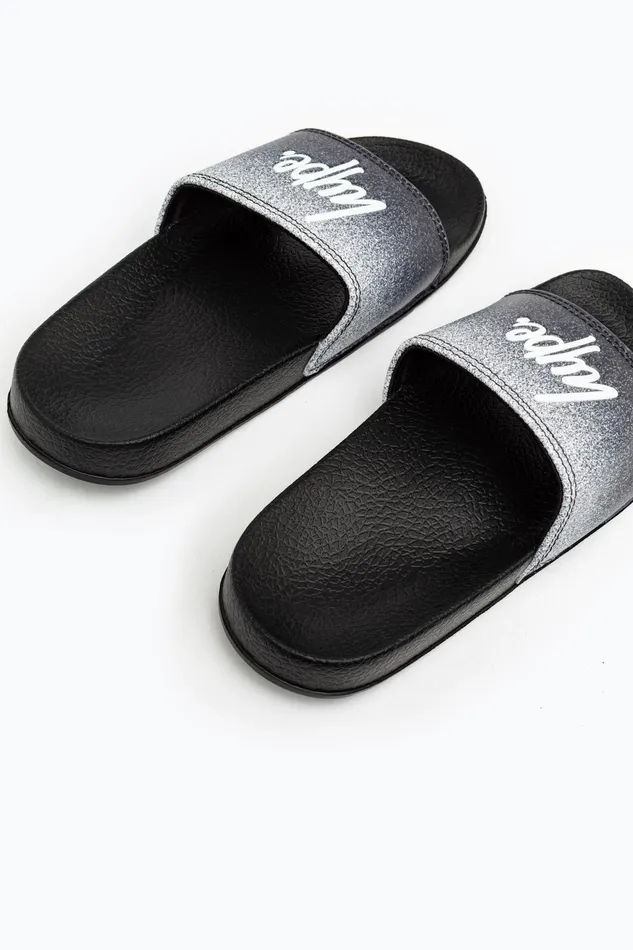 Just Hype Footwear Hype Black Speckle Fade Kids Unisex Sliders